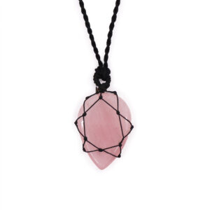 Laced Gemstone Teardrop Pendant - Rose Quartz (LGemP-04)