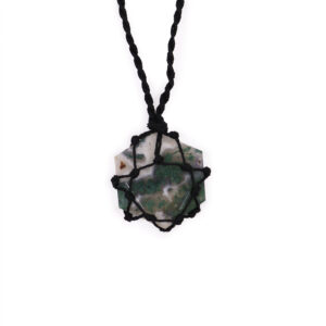 Laced Gemstone Hexagon Pendant - Moss Agate (LGemP-05)