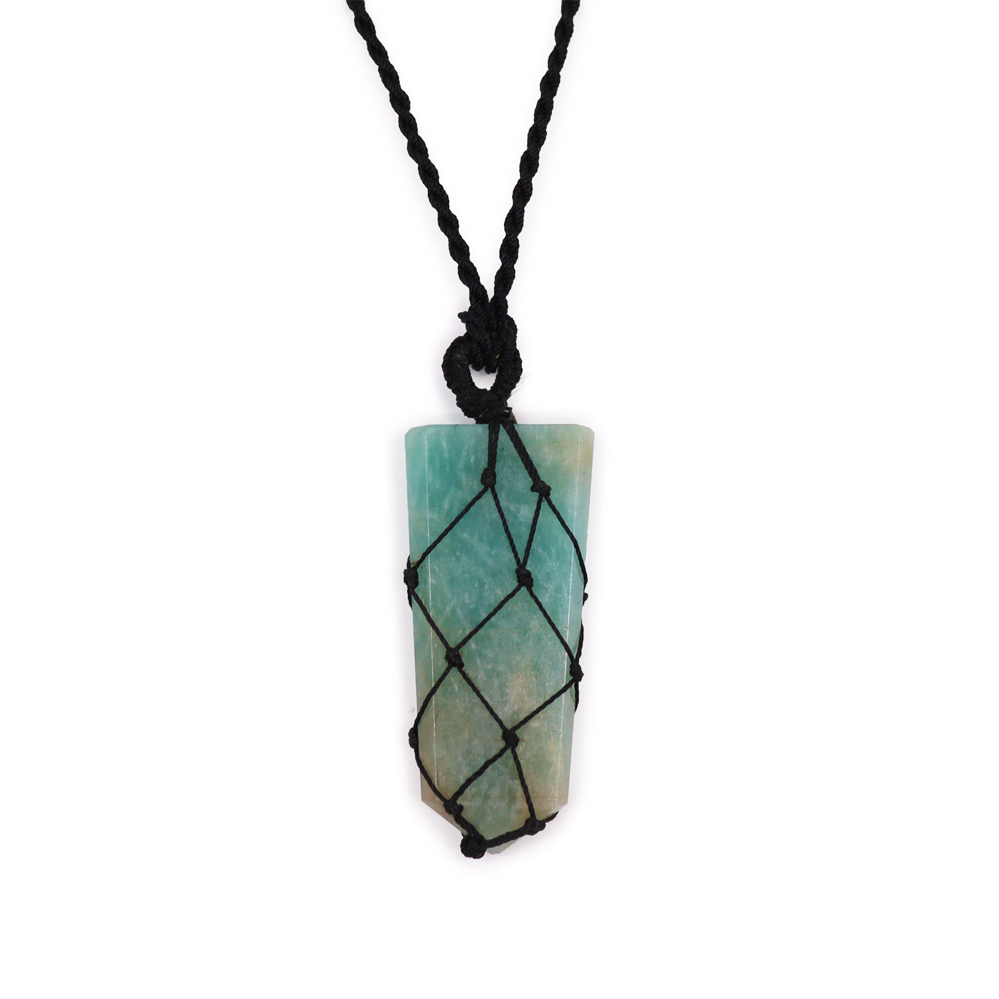 Laced Gemstone Flat Point Pendant - Amazonite (LGemP-09)