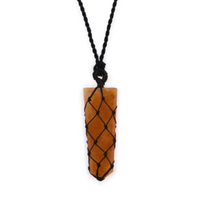 Laced Gemstone Flat Point Pendant - Golden Quartz  (LGemP-11)