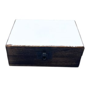 Medium Ceramic Glazed Wood Box - 15x10x6cm - White  (CGIBox-03)