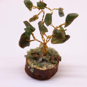 Mini Gemstone Trees On Wood Base - Green Aventurine (15 stones)  (MGemT-16)