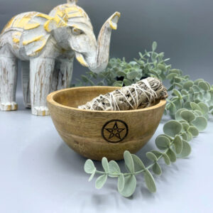 Wooden Smudge and Ritual Offerings Bowl - Pentagon - 14x7cm  (RBowl-11)