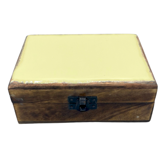 Medium Ceramic Glazed Wood Box - 15x10x6cm - Concrete  (CGIBox-04)