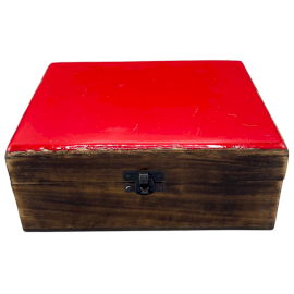 Large Ceramic Glazed Wood Box - 20x15x7.5cm - Red  (CGIBox-12)