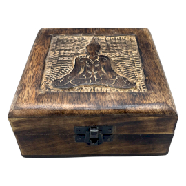 Square Wooden Keepsake Box 13x13x6cm - Buddha  (IMBox-06)
