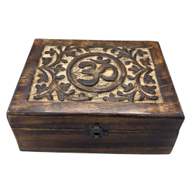 Large Wooden Keepsake Box 20x15x7.5cm -  Om  (IMBox-11)