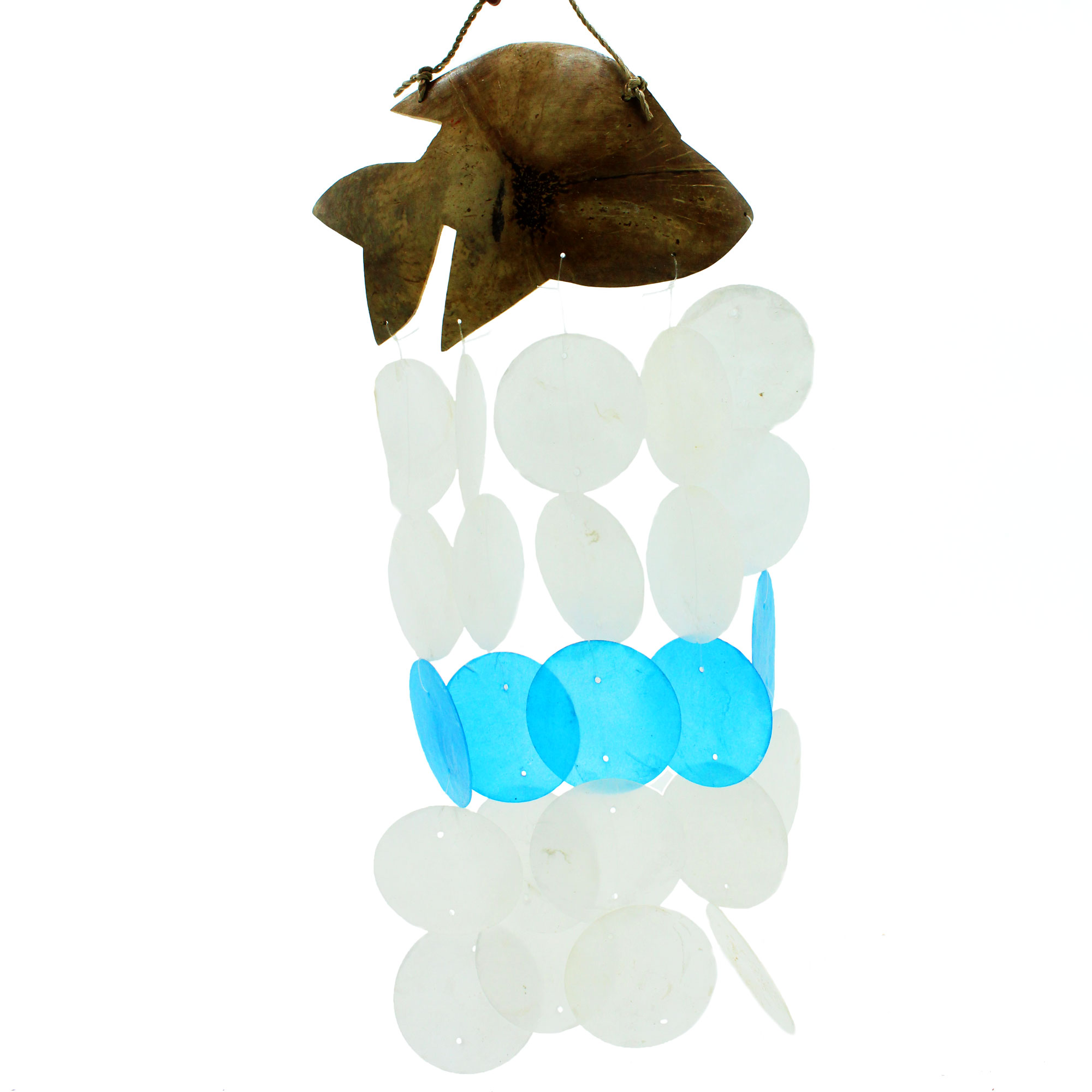 Coconut & Capiz Windchimes - Blue Dolphins - 30cm  (Copi-11)