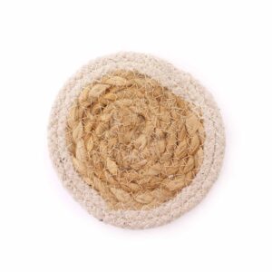Natural Coaster - Jute & Cotton 10cm  (set of 4) - Ivory Boarder  (NPMAT-11)
