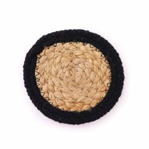 Natural Coaster - Jute & Cotton 10cm  (set of 4) - Black Boarder  (NPMAT-14)