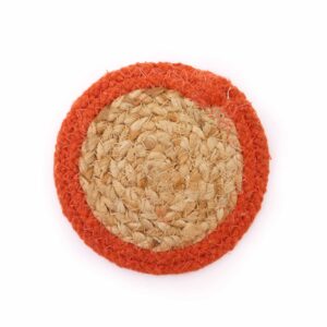 Natural Coaster - Jute & Cotton 10cm  (set of 4) - Clay Boarder  (NPMAT-15)