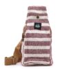 Body Cross Bag Natural Cotton - Burgundy & White  (BCrB-02)