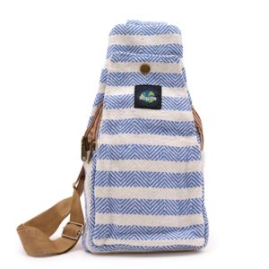 Body Cross Bag Natural Cotton - Blue & White  (BCrB-06)