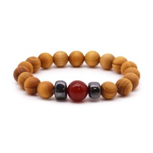 Cedarwood Root Chakra Bangle with Red Jasper  (CWBG-01)