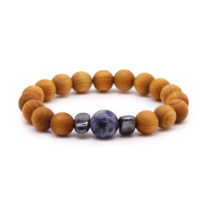 Cedarwood Throat Chakra Bangle with Sodalite  (CWBG-05)