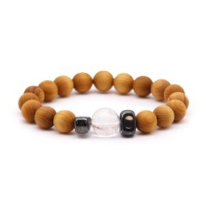 Cedarwood Crown Chakra Bangle with Clear Quartz  (CWBG-07)