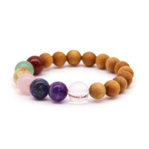 Cedarwood & Seven Chakra Bangle  (CWBG-08)