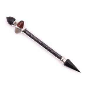 Shiva Lingam Magic Wand - Black Tourmaline & Agate - Protection  (LingW-04)