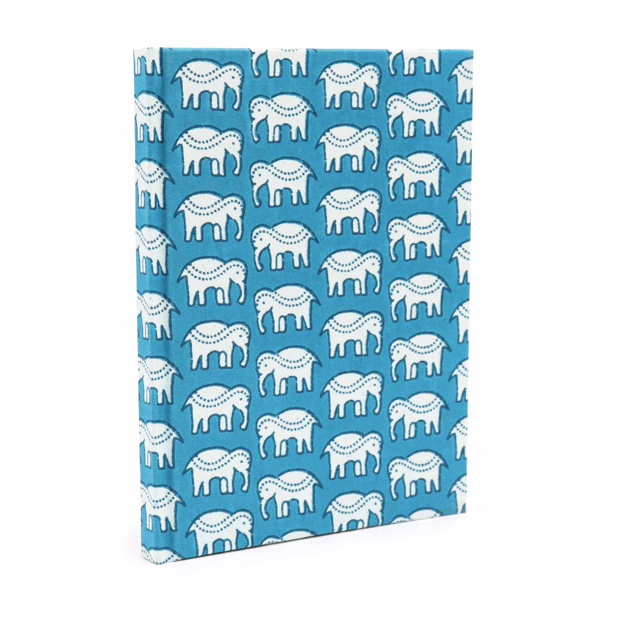 Cotton Bound Notebooks 20x15cm - 96 pages - Teal Elephants  (CBN-05)