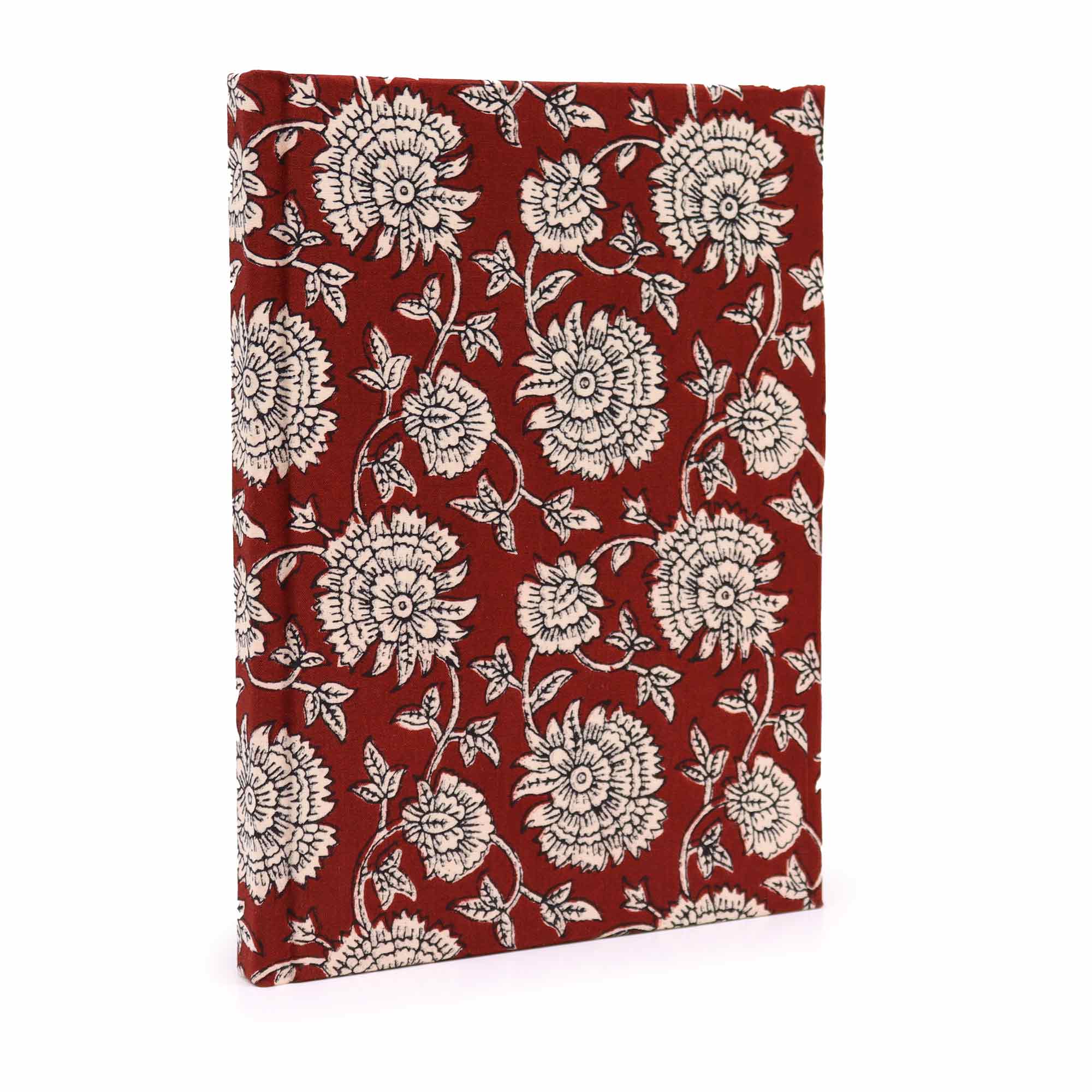 Cotton Bound Notebooks 20x15cm - 96 pages - Burgundy Floral  (CBN-08)