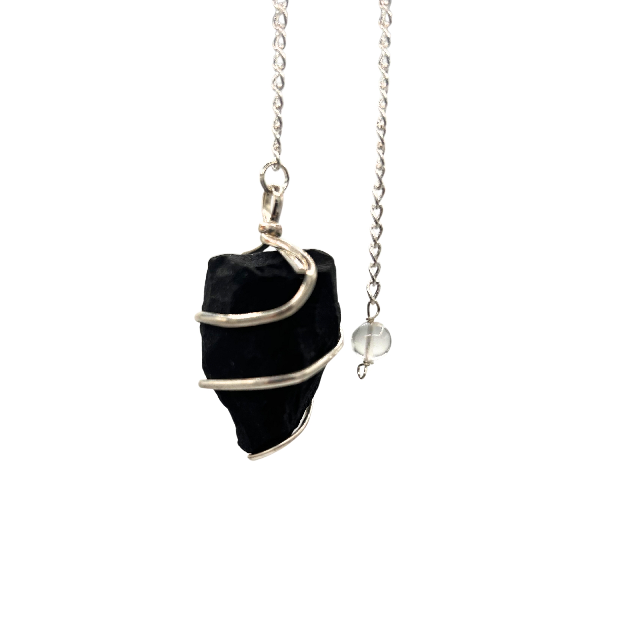 Raw Gemstone Pendulum - Black Agate (SpecMP-57)