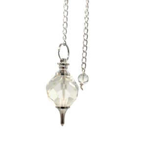 Faceted Gemstone Pendulum - Rock Quartz  (SpecMP-60)