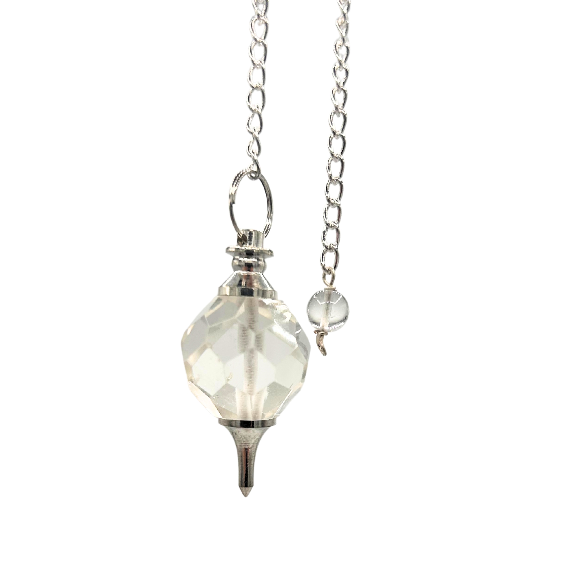 Faceted Gemstone Pendulum - Rock Quartz (SpecMP-60)