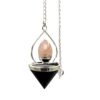 Gemstone Lantern of Life Pendulum - Black Agate & Rose Quartz  (SpecMP-64)