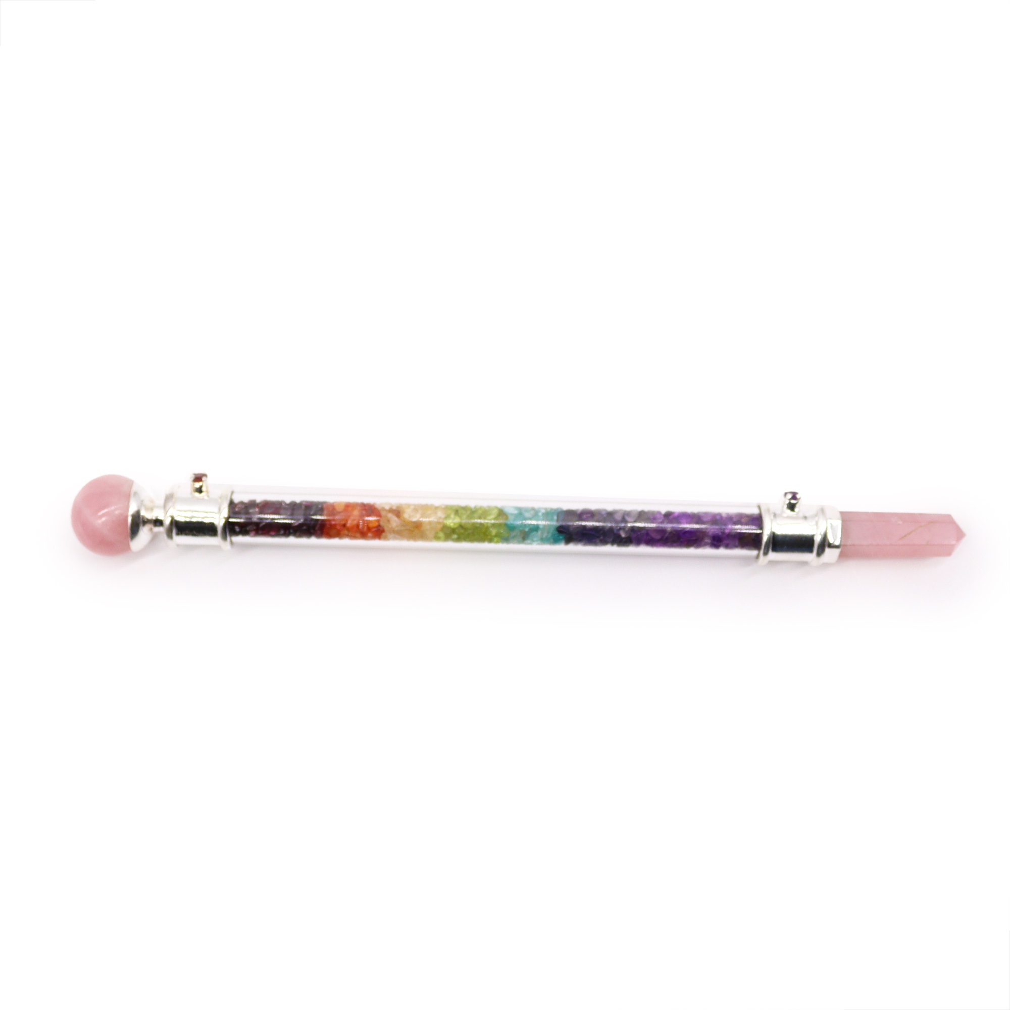 7 Chakra Crystal Healing Wand - Rose Quartz  (HWand-59)