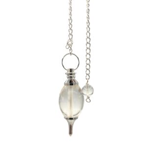 Lingam Shaped Gemstone Pendulum - Rock Quartz (GemMP-32)