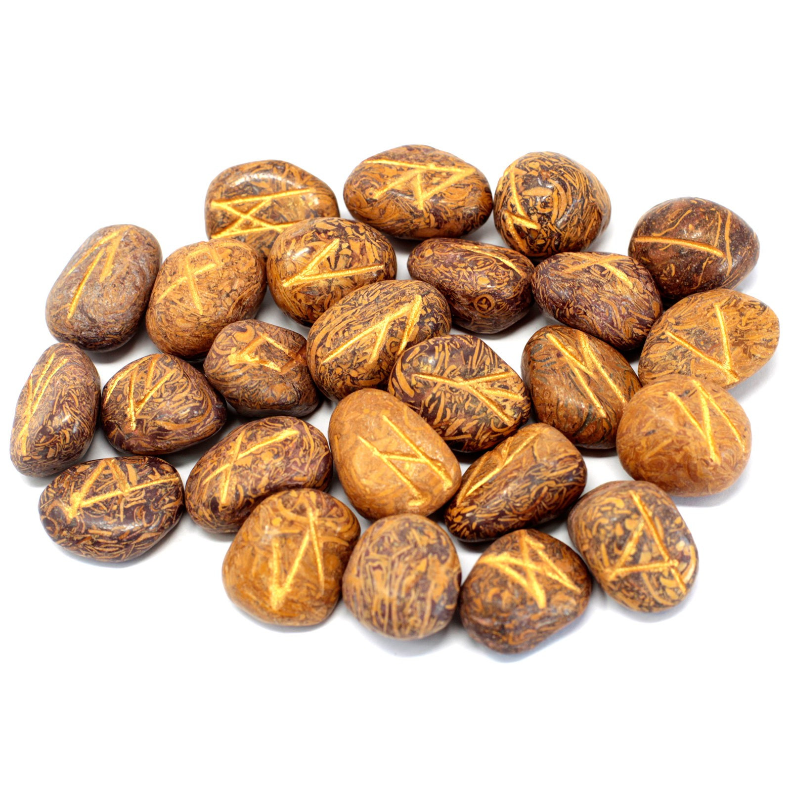 Runes Stone Set in Pouch - Snake Jasper  (Rune-43)