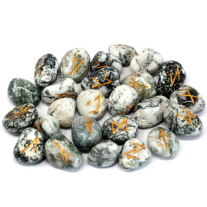 Runes Stone Set in Pouch - Tree Agate  (Rune-45)
