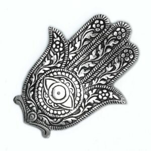 Polished Aluminium Hamsa Incense Holder 14cm  (PAIH-02)