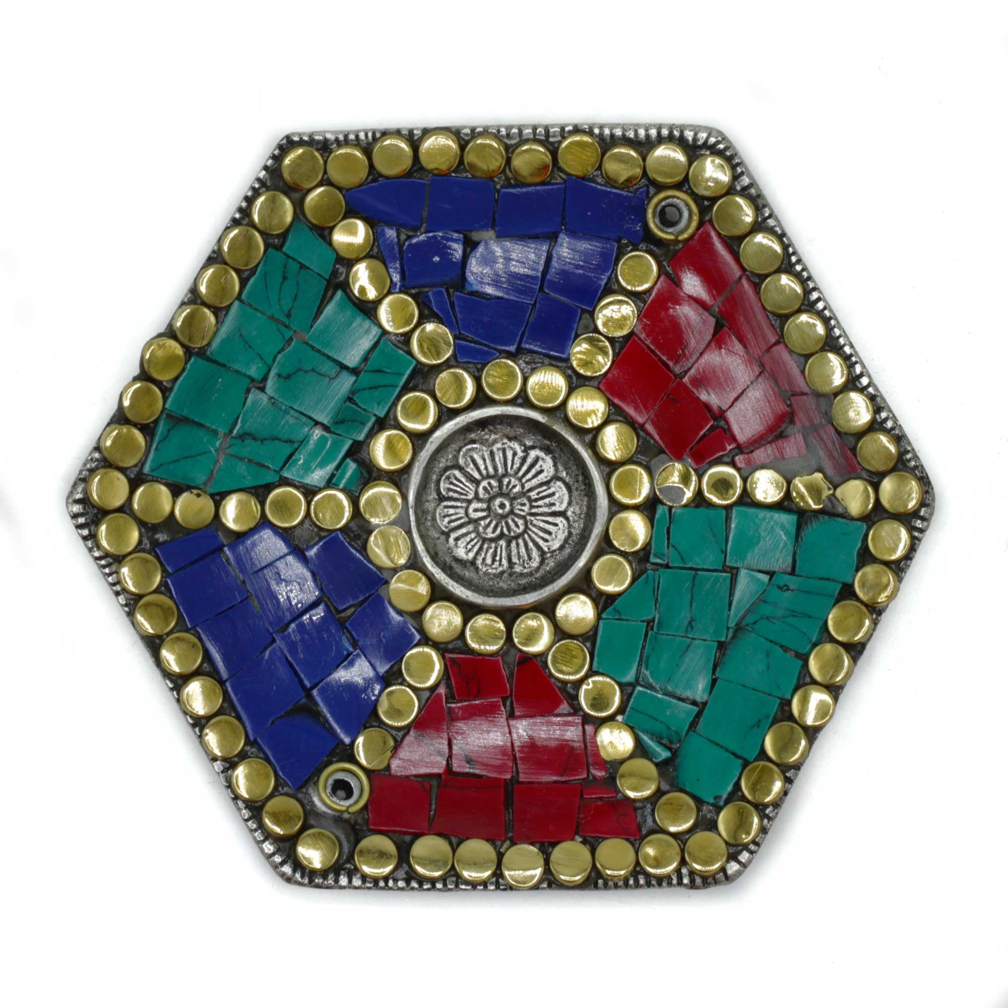 Hex Plate Tibetan Decor Cone & Stick Holder  (TDIH-06)