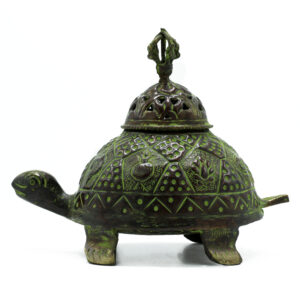 Brass Verdigris Tibetan Turtle Incense Holder - Lrg  (ATIH-08)
