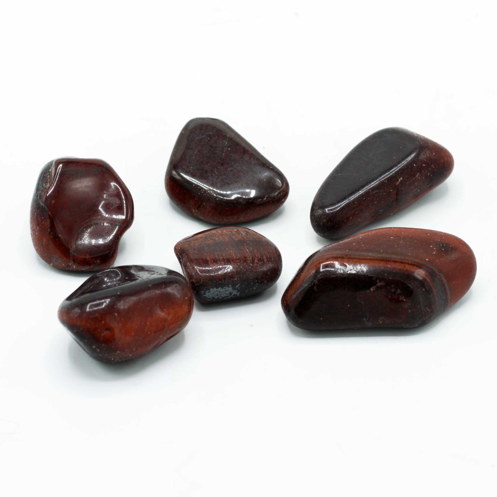 Bag of 6 African Gemstone Tigers Eye - Red - Size 8 - 30mm (KG) (ATumbleL-25)