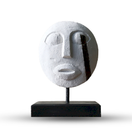 Timor Tribal Decorative Mask - White 27x20cm  (VINTEP-11)
