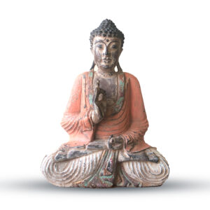 Vintage Orange Hand Carved Buddha Statue - 40cm - Teaching Transmission  (VHCBS-04)