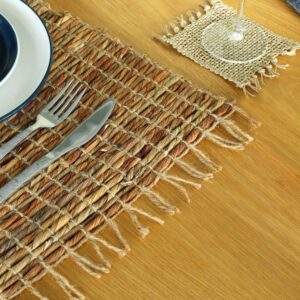 Water Hyacinth Natural Placemat - Robusta and Fringe  (NatPM-05)