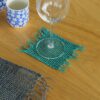 Seagrass Fringe Natural Coaster - Turquoise  (NatPM-11)