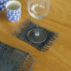 Seagrass Fringe Natural Coaster - Charcoal  (NatPM-12)