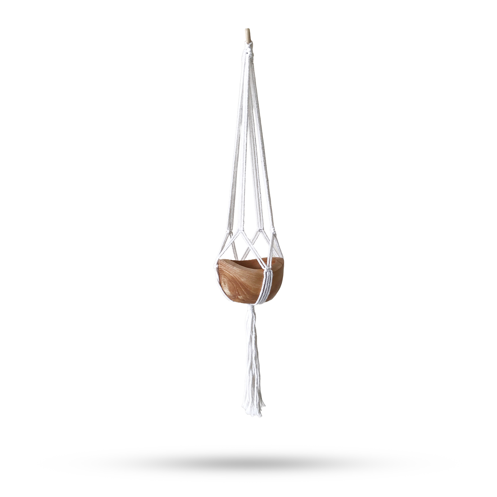 Macrame Pot Holder Classic - Natural Lrg pot (MacP-06)