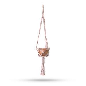 Macrame Hooped Pot Holder Small - Beige - 16cm Hoop (MacP-18)
