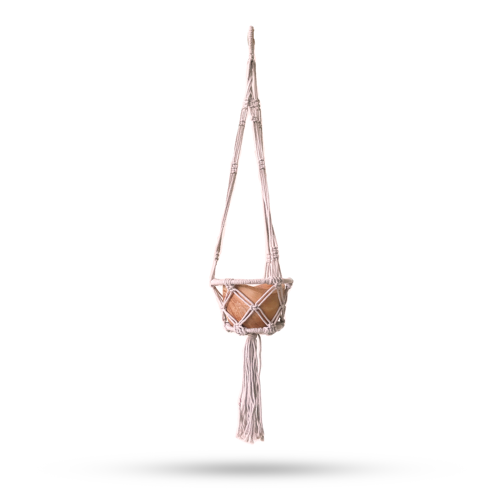 Macrame Hooped Pot Holder Small - Beige - 16cm Hoop (MacP-18)