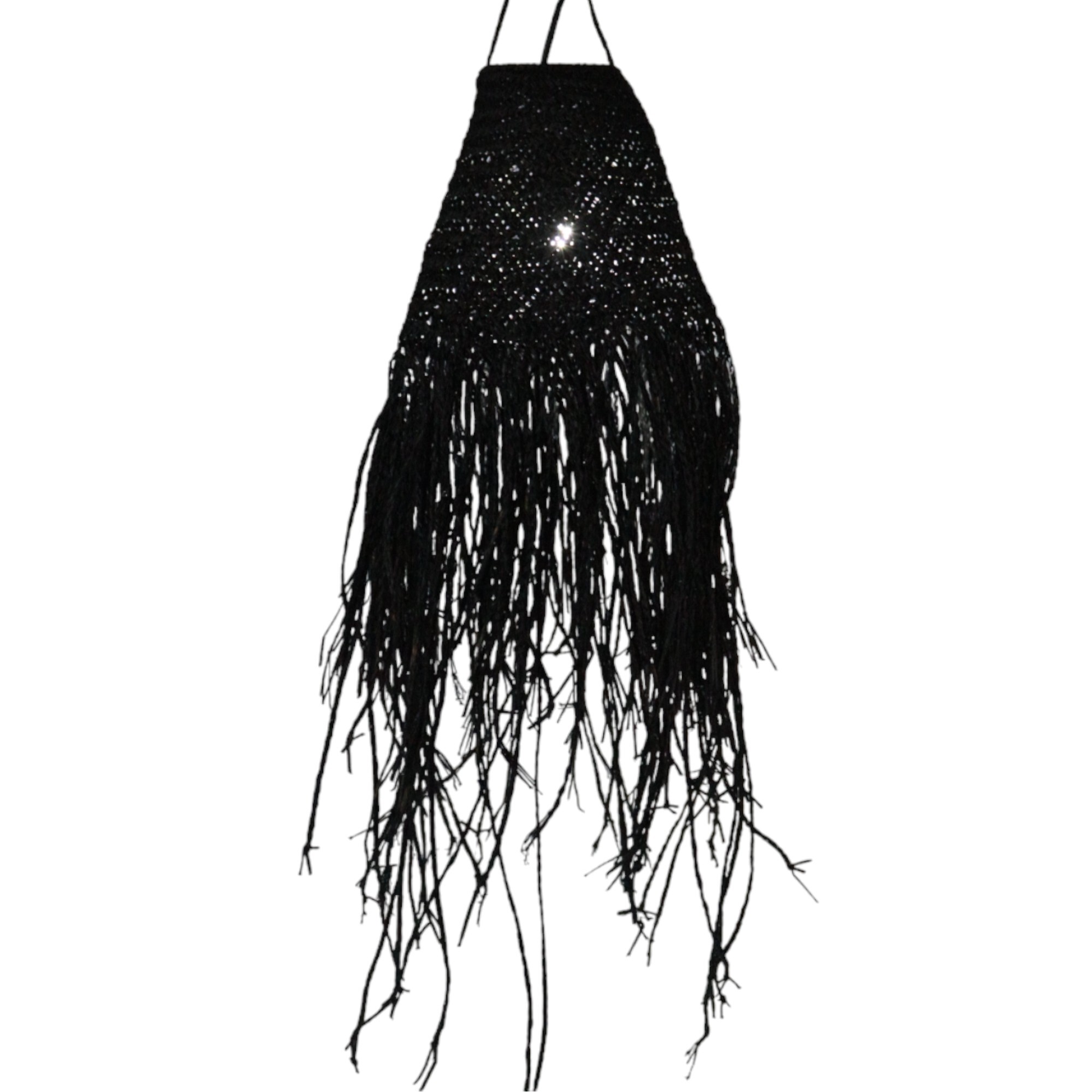 Black Braided in Doum Suspension Lamp Shade - 20x15cm  (RTL-11)