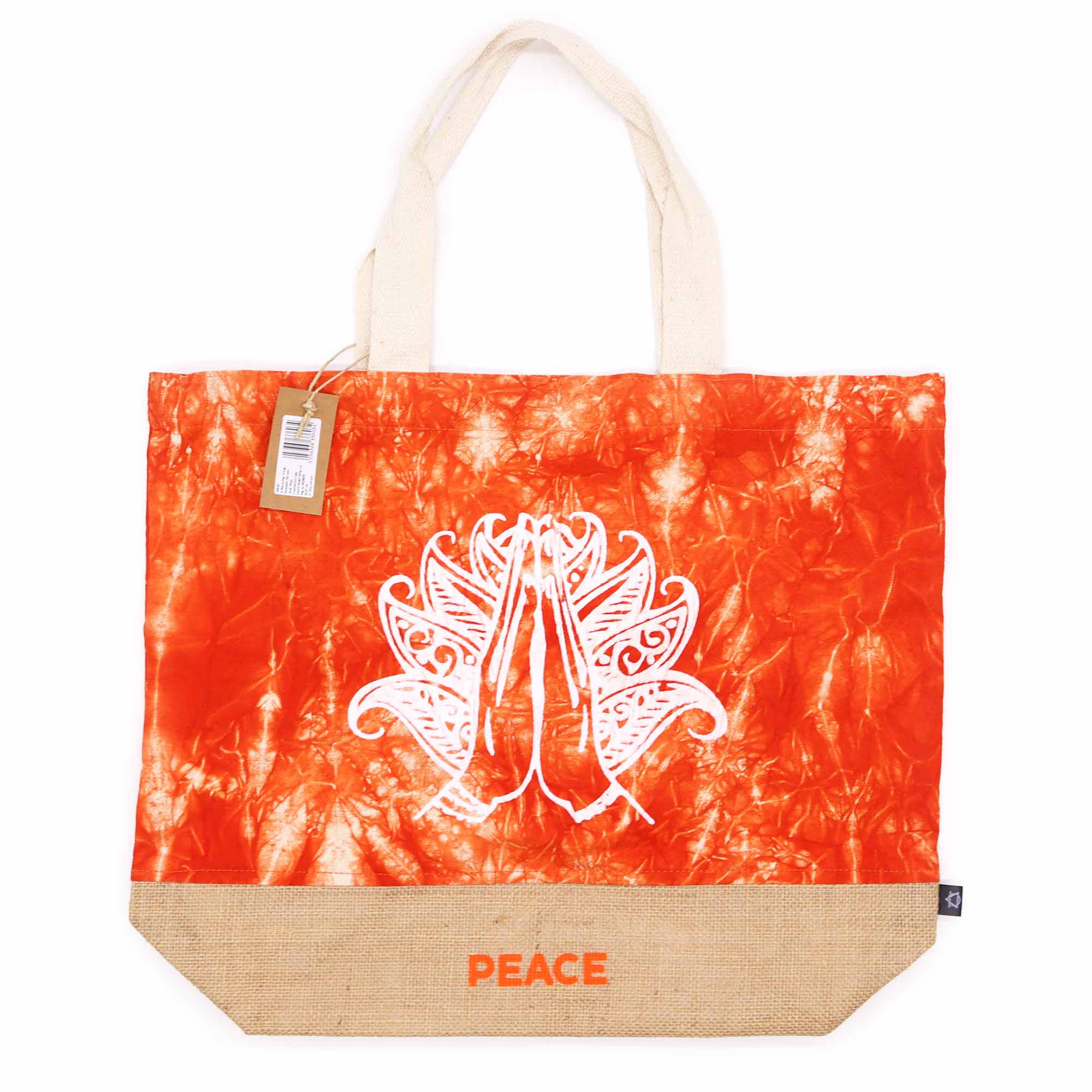 All Natural Bag - Orange Stonewash - Namaste Hand - Peace (ANB-02)