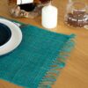 Seagrass Fringe Natural Placemat - Turquoise  (NatPM-07)