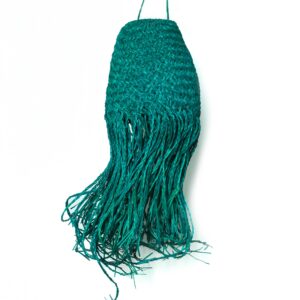 Teal Braided in Doum Suspension Lamp Shade - 20x15cm  (RTL-12)