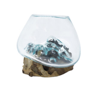 Molten Glass on Wood - Small Bowl  (MGW-01)