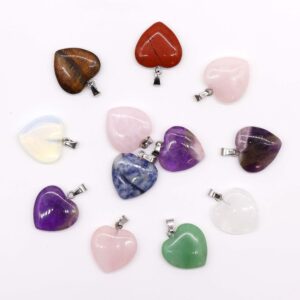 Gemstone Heart Pendants (12 assorted)  20x6mm  (GemPD-15)